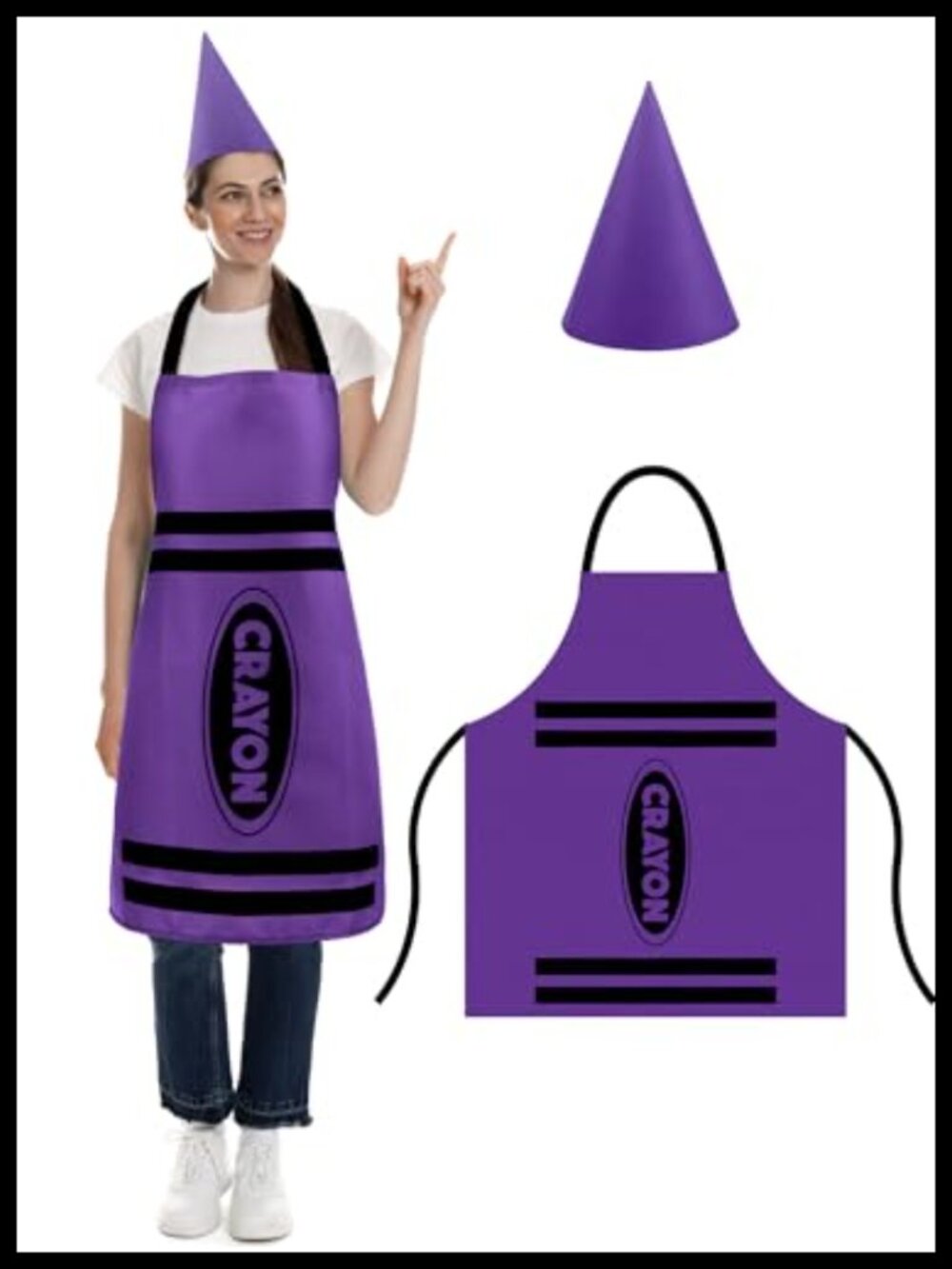 Adult Crayon Costume Apron & Cone Hat Set Felt Fiber Cotton